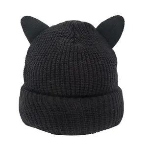 Groothandel Kat Oor Beanie Hat Gebreide Animal Balaclava Met Oren Hoorns Voor Kids Volwassenen