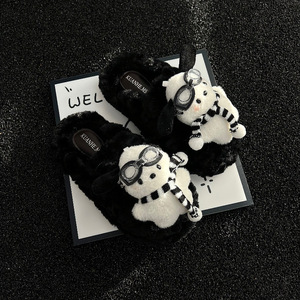 Nuove Pantofole Invernali da Donna con Punta Chiusa, Morbide e Calde, in Cotone Peluche, con Motivo Cane Carino, per Casa e Interni - Product Image 2