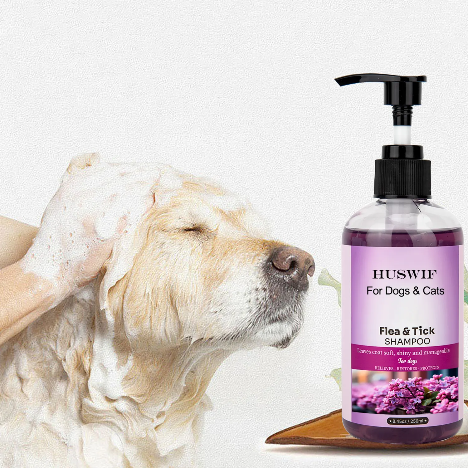 Kräuter-Eigenmarken-Haustier-Shampoo für Hund und Katze Floh- und Flickhaut mit Aloe Vera trockene juckende Haut Hundeschaum bio-Shampoo für Katzen