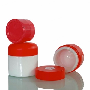 High Quality Wide Mouth Opal White Glass Ceramic 50g 2oz 100g 4oz Cream Jar With Red Lid for Skin Care - Product Image 2