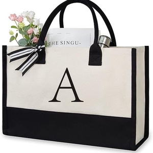 Borsa Tote in Tela con Doppio Manico, Logo Personalizzato, Grande Capacità, Borsa per la Spesa, Stampa a Lettere, Disponibile per Spedizione Internazionale - Product Image 1