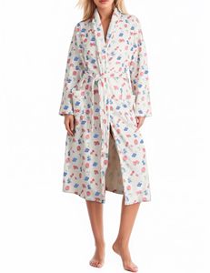 <b>Women</b> V Neck Knee Length Spa <b>Robe</b> Lightweight Bathrobe Adjustable Drawstring Soft Home Wrap - Product Image 1