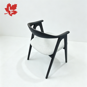 Silla de Comedor de Madera Maciza Negra Tapizada en Cuero, Diseño Personalizado, Respaldo Curvo, Silla de Comedor con Brazos para Restaurante, Venta al Por Mayor a Precio Económico - Product Image 5