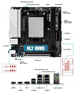 Giá rẻ AMD R9 7940hs 7 7840hs ES chơi game mini PC 2 NVMe 4 SATA3.0 1x PCIe X8 2X DDR5 2x2.5g Lan 17x17 ITX Máy tính để bàn PC Mainboard - Product Image 6