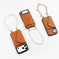 Coque de téléphone en cuir véritable à grain plat multicolore avec sangle pour iPhone 17 Pro Max