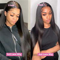 Perruque 100% Cheveux Humains Vierges Naturels Vietnamiens Lace Front Sans Colle Lisse Baguette 13x6 5x5 HD Frontal Transparente Abordable