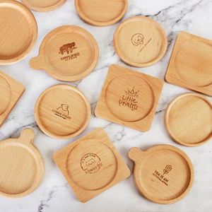 Sous-verres en bois ronds pour boissons, table basse avec base antidérapante - Product Image 1