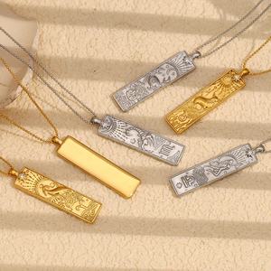 Collar de Acero Inoxidable Chapado en Oro de 18k, Joyería de Moda al por Mayor, Collar con Colgante de Carta del <span class=keywords><strong>Tarot</strong></span> Grabado, Resistente al Deslustre, para Mujer - Product Image 4