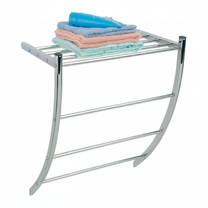 Porte-serviettes mural MSV en acier chromé avec étagère, 49 x 23 x 38 cm - Product Image 2