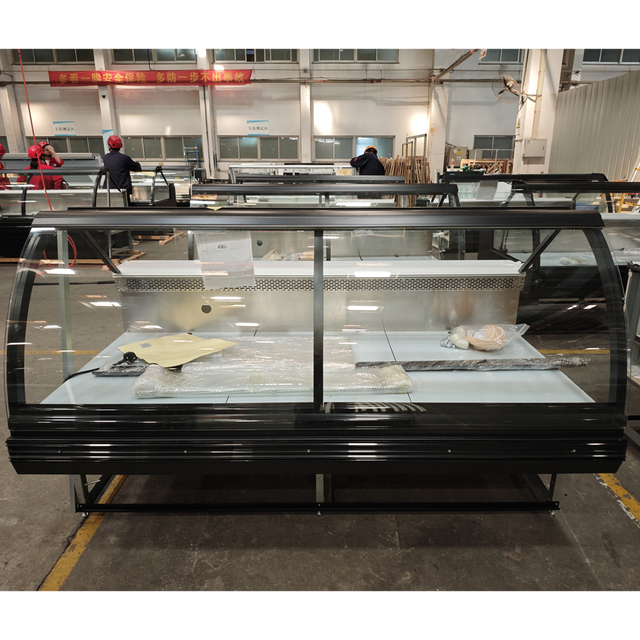 Commercial Air Cooling Fridge Serve Over Counter Sliding Glass Door Meat Showcase Supermarket Deli Display Refrigerator