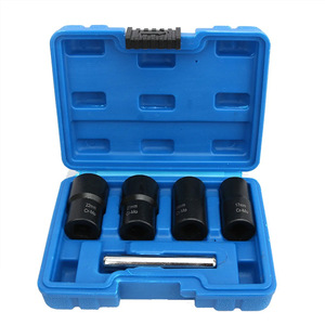 Jeu de 5 extracteurs de écrous de roue rouillés, entraînement 1/2 po, en acier Cr-Mo oxydé noir, outil de réparation automobile - Product Image 5