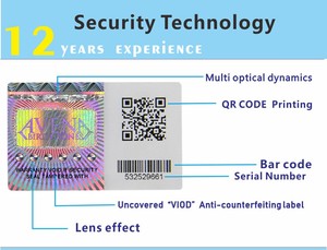 Autocollant holographique de sécurité avec impression de logo personnalisé, code QR, autocollant holographique d'authenticité - Product Image 3