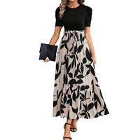 Robe élégante et tendance à imprimé floral, taille haute, pour femmes européennes et américaines, style transfrontalier