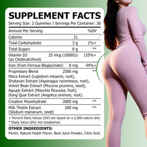 OEM ODM Booty for Women Gummies Vitamin D3 Iron Maca Creatine Monohydrate Big Firmer Glutes Zero Sugar Vegan Voluptuous Curves - Product Image 2
