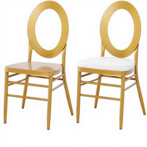 Chaise de réception empilable en métal doré Chavari/Chiavari pour banquets et dîners – Fournisseur Chine - Product Image 1