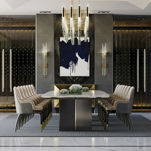 Ensemble <span class=keywords><strong>table</strong></span> et chaises de salle à manger Luxe moderne en marbre pour <span class=keywords><strong>8</strong></span> <span class=keywords><strong>personnes</strong></span> 12 <span class=keywords><strong>personnes</strong></span> rectangulaire longue salle à manger - Product Image 1