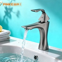 Robinet de lavabo moderne monotrou à monocommande en zinc chromé brossé avec cartouche céramique et débit contrôlé