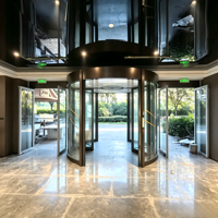 Porte automatique à deux ailes avec capteur de sécurité en aluminium, verre et acier inoxydable pour banque, hôpital, centre commercial, hôtel, entrée commerciale
