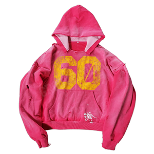 Sweat à capuche surdimensionné en coton épais délavé vintage OEM avec intérieur doublé pour hommes - Product Image 1