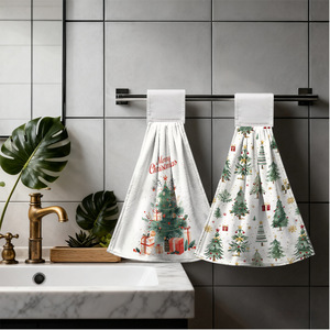 Cây Giáng Sinh In Thấm Sợi Nhỏ Treo Nhà Bếp Khăn Tùy Chỉnh Mô Hình Nhà Vệ Sinh Tay Khăn Trang Trí Nội Thất - Product Image 2
