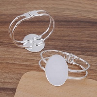 30*40mm Cabochons Ovales Blanc Base de Pierre Résultats Argent Plaqué Plateau Lunette Réglage Manchette Bracelet DIY Bijoux Accessoires