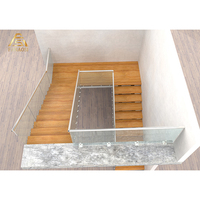 Escalier moderne en bois massif Escalier d'intérieur en forme de L droit flottant Mono Stringer Escalier durable