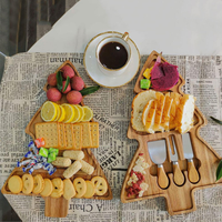 Kerstboom snijplank charcuterie houten kaasplank set acacia houten charcuterie kaasplank set feestdagen cadeauset