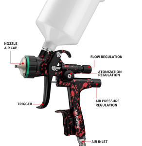 ปืนพ่นสีระบบลม AIR GREEN แรงดันสูง HVLP หัวฉีดขนาด 1.<span class=keywords><strong>3</strong></span> มม. สำหรับงาน DIY ความจุ 600 มล. ใช้กับสีน้ำได้  วัสดุพลาสติก - Product Image 5