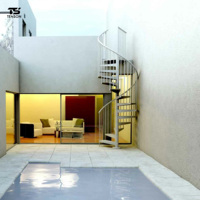 Escalier en colimaçon moderne et durable pour villa, construction en acier inoxydable et bois, garantie de 5 ans, recommandé, assemblé