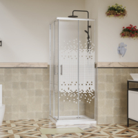 Porte de Douche Coulissante Carrée en Verre Trempé de Haute Qualité avec Cadre Brossé en Alliage d'Aluminium, Design Moderne, Dimensions 80x80, 90x90, 100x100, Certifiée CE