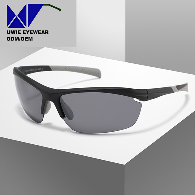 Size 65-20-127 Classic Solid Polarized Semi-Rimless PC Sports Sunglasses UV400 Lens Blue Big Cycling Hiking Travel Model
