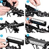 Phare de vélo rechargeable à 5 LED avec lumière blanche et jaune, 5 modes, affichage de la puissance de charge Type-C, étanche, pour VTT