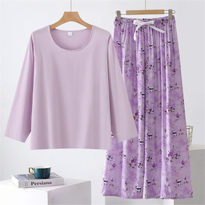 Ensemble décontracté deux pièces pour femme : haut ample à manches longues et pantalon large imprimé – Idéal printemps-automne - Product Image 3