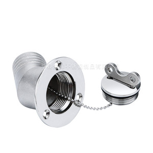 Col de remplissage d'huile en acier inoxydable de 38 mm avec couvercle à chaîne, quincaillerie marine pour réservoir de carburant de bateau, poli miroir 316 - Product Image 1