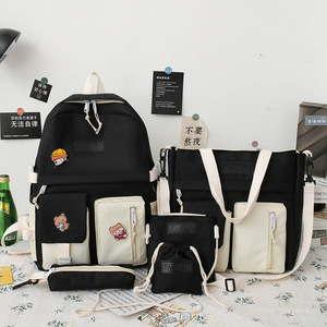 Trendy Fashionable <b>Backpack</b> 5 Piece Set Middle High School Student <b>Backpack</b> <b>Large</b> Capacity Travel School <b>Backpack</b> - Product Image 6