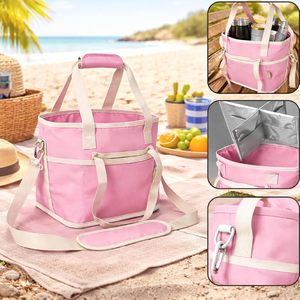 Borsa porta bevande con 4 scomparti, borsa termica in nylon con tracolla regolabile per bottiglie d'acqua e bicchieri - Product Image 1