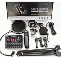 Microphone à condensateur BM800, cardioïde, réduction du bruit, kit de carte son V8S, microphone léger et portable pour diffusion en direct