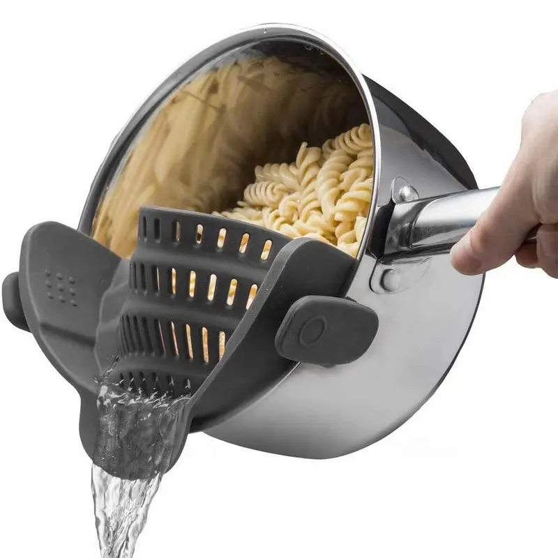 Phổ phù hợp với tất cả các chậu bát Silicone thực phẩm strainers chịu nhiệt clip trên strain strainer Pasta colander