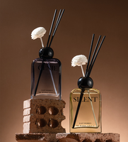 Bouteille en verre vide pour diffuseur à bâtonnets, 100-200 ml, avec couvercle noir, style nordique, pour parfum d'intérieur, avec fleur Sola et bâtonnets