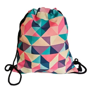 Custom Size Full Sublimation Print Polyester Drawstring Bag