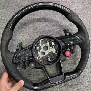 Volante Deportivo de Cuero y Fibra de Carbono con Botón de Encendido para Audi R8 TT RS6 RS4 RSQ5 <span class=keywords><strong>A4</strong></span> B8 A6 C7 A7 A8 RS5 S3 SRS3 - Product Image 6