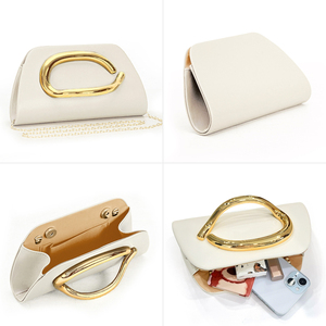 Borsetta da donna elegante MIYIN, manico in metallo dorato e tracolla staccabile, chiusura magnetica-borsa da pranzo in pelle sintetica liscia - Product Image 6