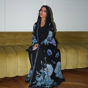 2026 <strong>Summer</strong> Two Piece Floral Print Hijab Open Abaya for Muslim Women Ramadan Holiday Outerfit Islamic Turkey <strong>Kaftan</strong> Robe - Product Image 1