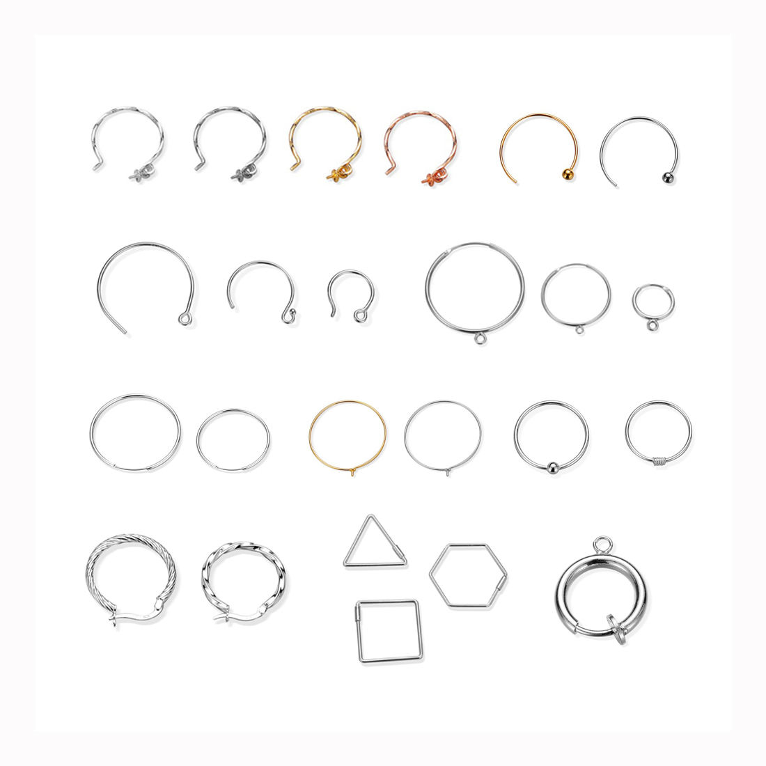 S925 Sterling Silver Big Geometric Wire Boho Earring Hoops Half