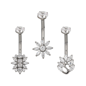 Moda Sexy anillo de ombligo internamente roscado cuerpo titanio Piercing Prong Set CZ G23 ombligo anillo joyería al por mayor - Product Image 1