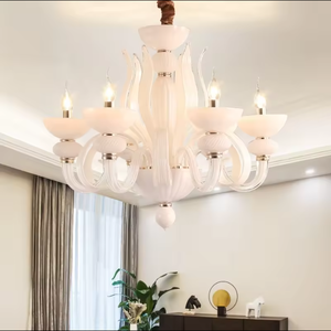 โคมไฟระย้าทรงกลมขนาดใหญ่สีขาวสำหรับห้องรับประทานอาหาร โคมไฟเพดาน LED 2700K ทรงชามสำหรับห้องนอน ขายส่ง - Product Image 4