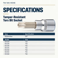 Douille Torx anti-effraction à entraînement 3/8 pouces, embouts étoile T20 T30 T40 T45 T50 T55 T60, outil à main
