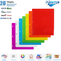 Carpeta de Plástico PP Resistente Tamaño Carta con 3 Perforaciones, 2 Bolsillos y 3 Anillas para Archivo de Documentos de Oficina, para Estudiantes y Uso Escolar