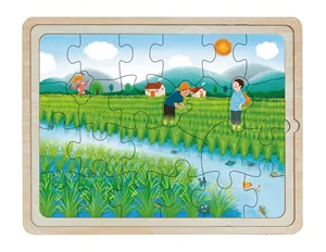 Großhandel 3 in 1 hölzernes Jigsaw Pflanzenpuzzle für Kinder Baby Lernzeugspielzeug Puzzle-Schachtel für Kind