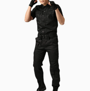 DF728  728 Uniformes de seguridad para hombres, trajes negros, camisas de manga corta y pantalones - Product Image 1